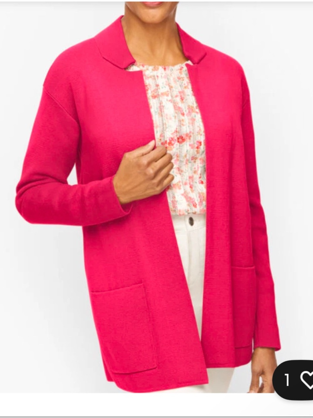 Talbots Vibrant Pink Open-Front Cardigan
